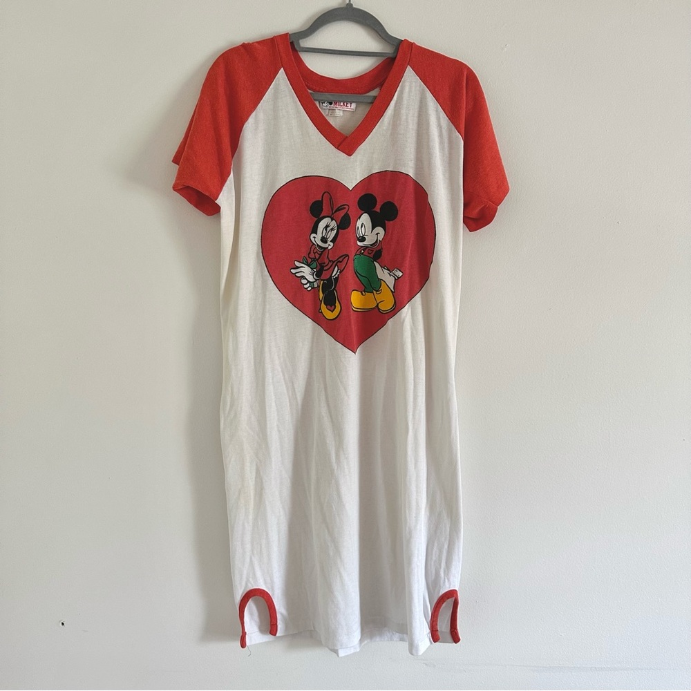 Disney Vintage Mickey Mouse and Minnie Nightgown Sleep Shirt MIDI Dress